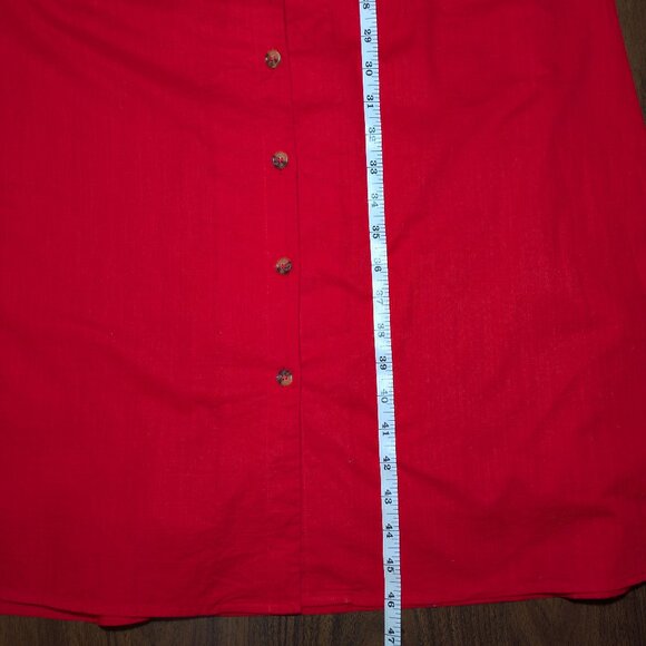 Joanie Red Santo Button-Down Tea Dress - Picture 12 of 12